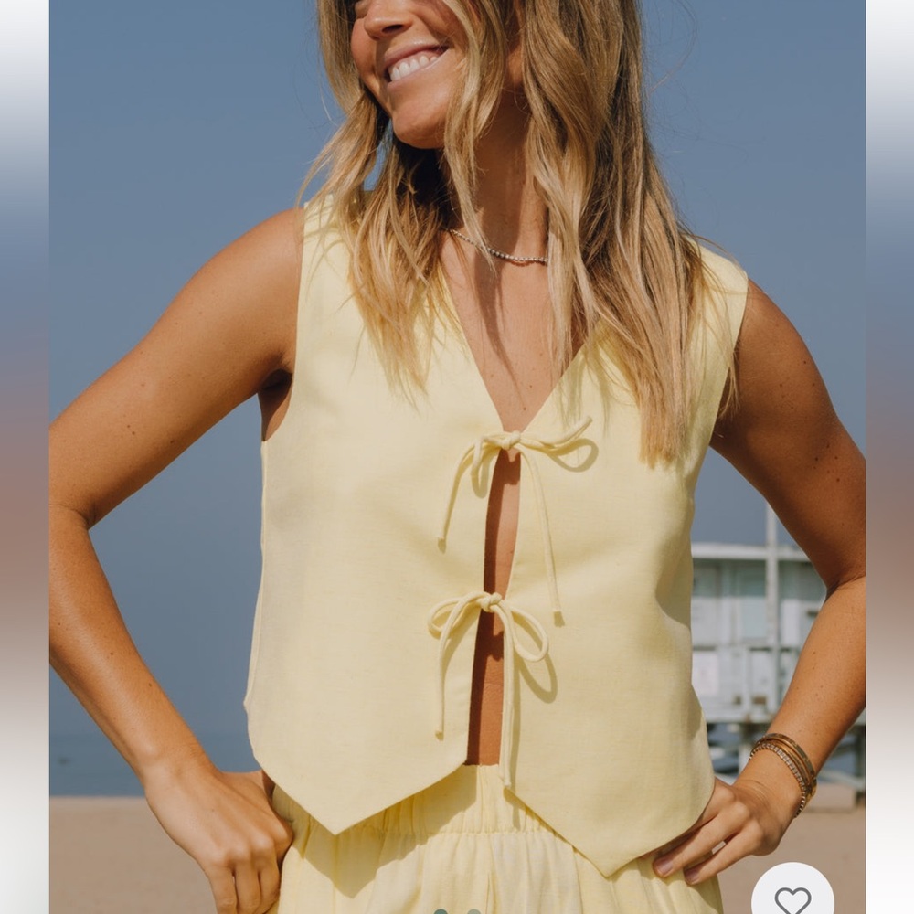 Daily Drills Yellow Tie-Front Top